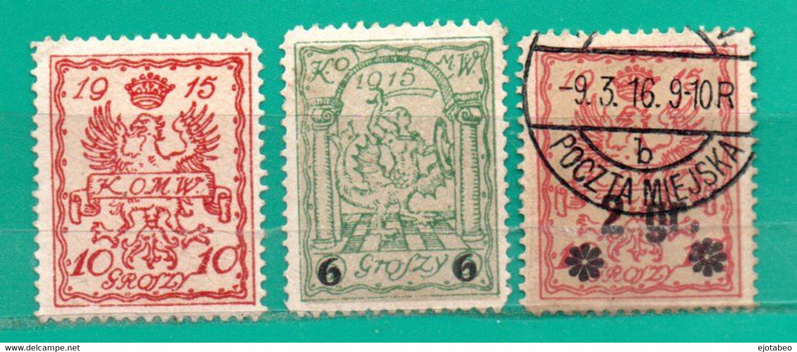 43 Polonia 1915 Correo Local De Varsovia-Yvert Servicio Interior 3 Y 8 Mint,12 Usado - Unused Stamps