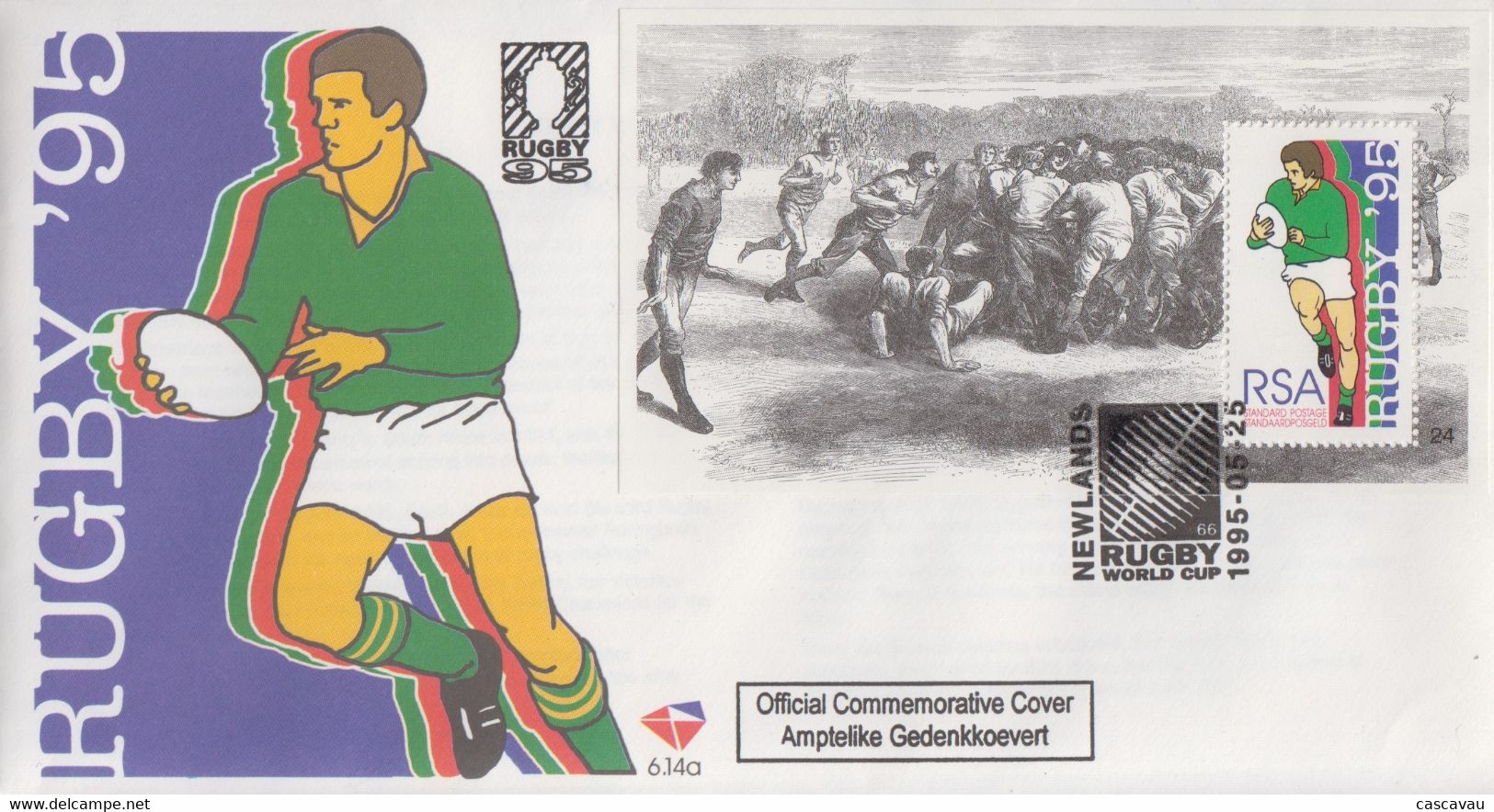 Enveloppe  FDC  1er  Jour    AFRIQUE  DU  SUD     Bloc  Feuillet   Coupe  Du  Monde  De  RUGBY     1995 - Rugby