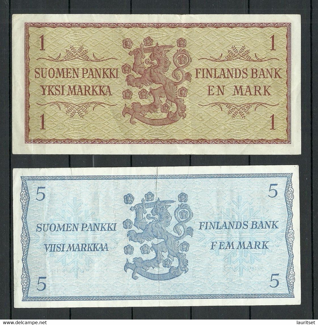 FINLAND FINNLAND 1963 - 1 & 5 Markkaa Bank Notes Banknoten - Finland