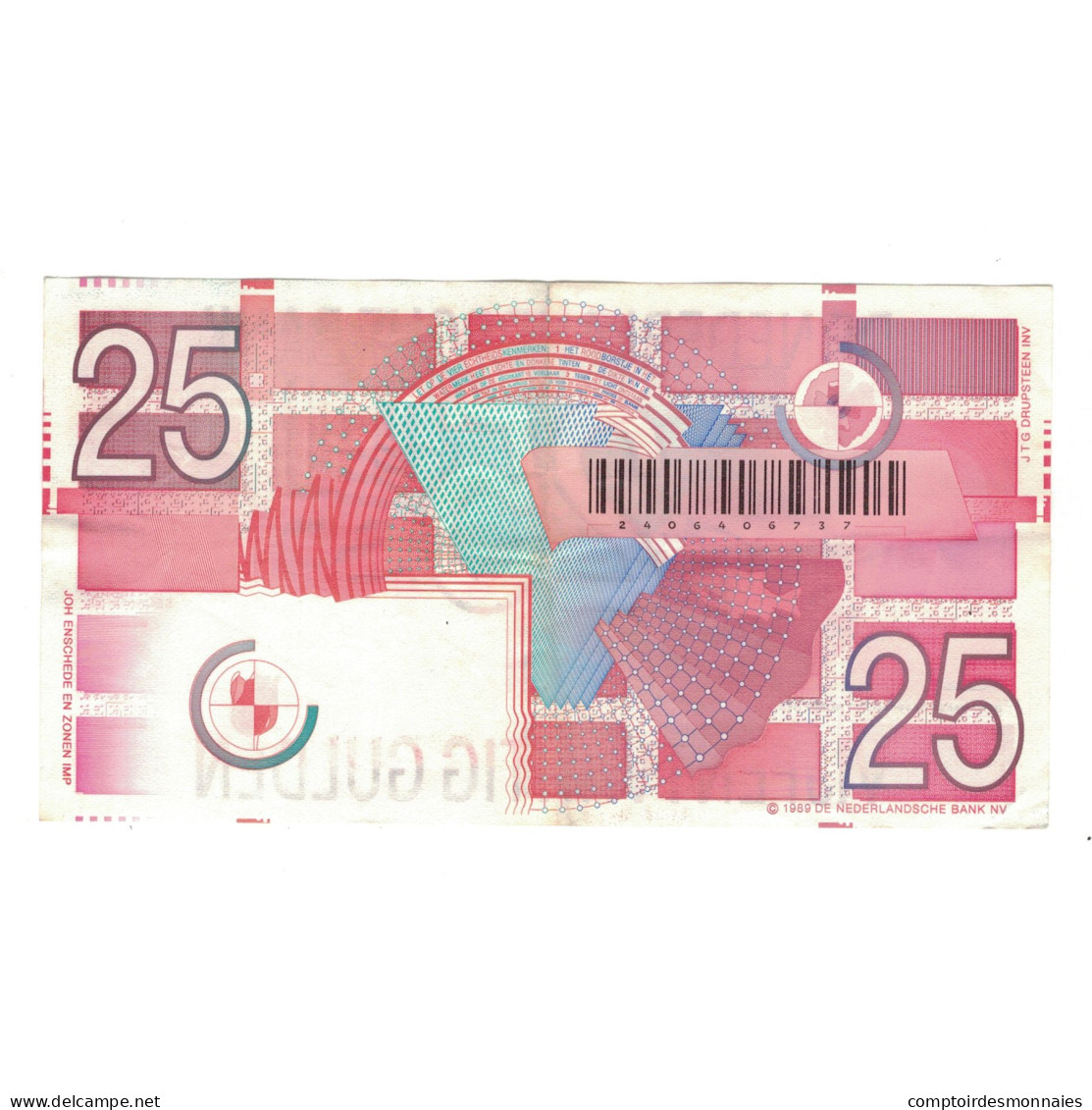 Billet, Pays-Bas, 25 Gulden, 1989, 1989-04-05, KM:100, TTB+ - 25 Florín Holandés (gulden)
