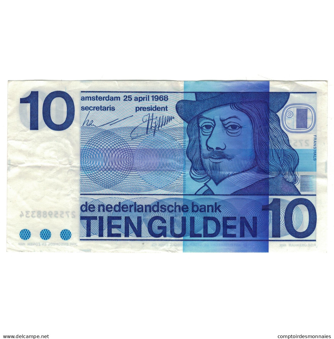 Billet, Pays-Bas, 10 Gulden, 1968-04-25, KM:91b, TTB - 10 Gulden