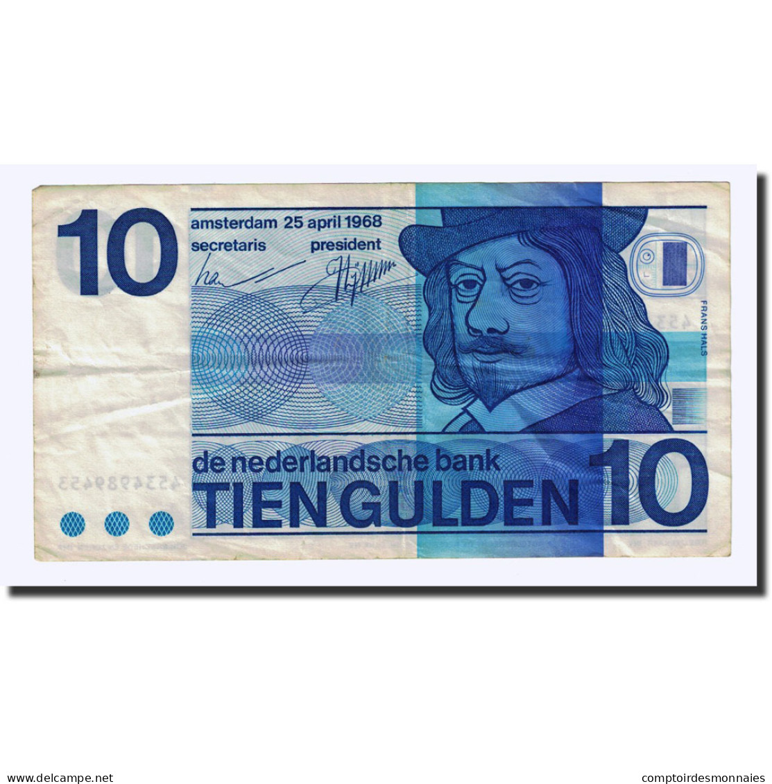 Billet, Pays-Bas, 10 Gulden, 1968-04-25, KM:91b, TTB - 10 Florín Holandés (gulden)