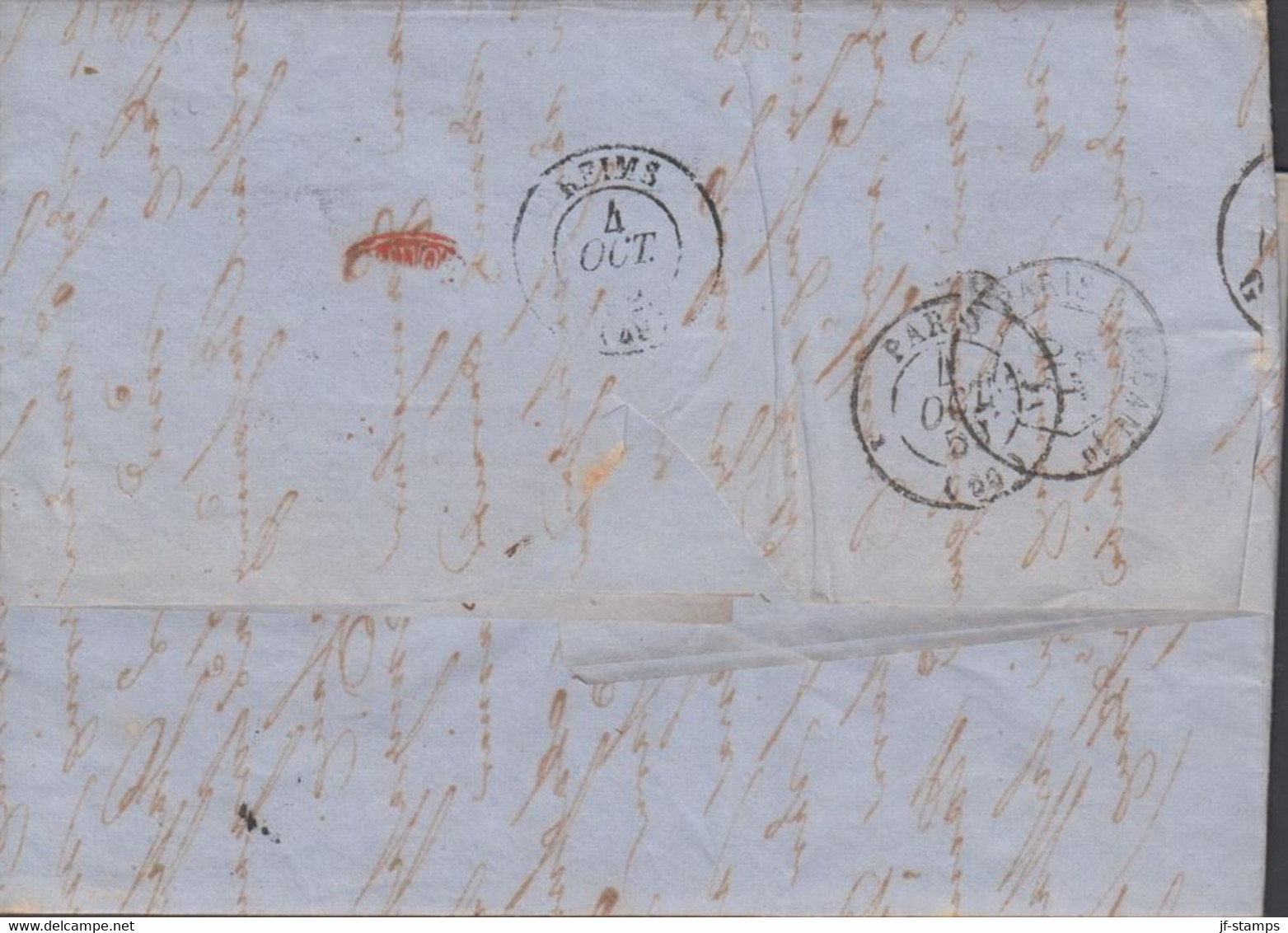 1859. BREMEN. Very Fine Early Cover To Rheims In France Cancelled BREMEN TH & TX 2 10 1859 + Brownred Fren... - JF432990 - Bremen