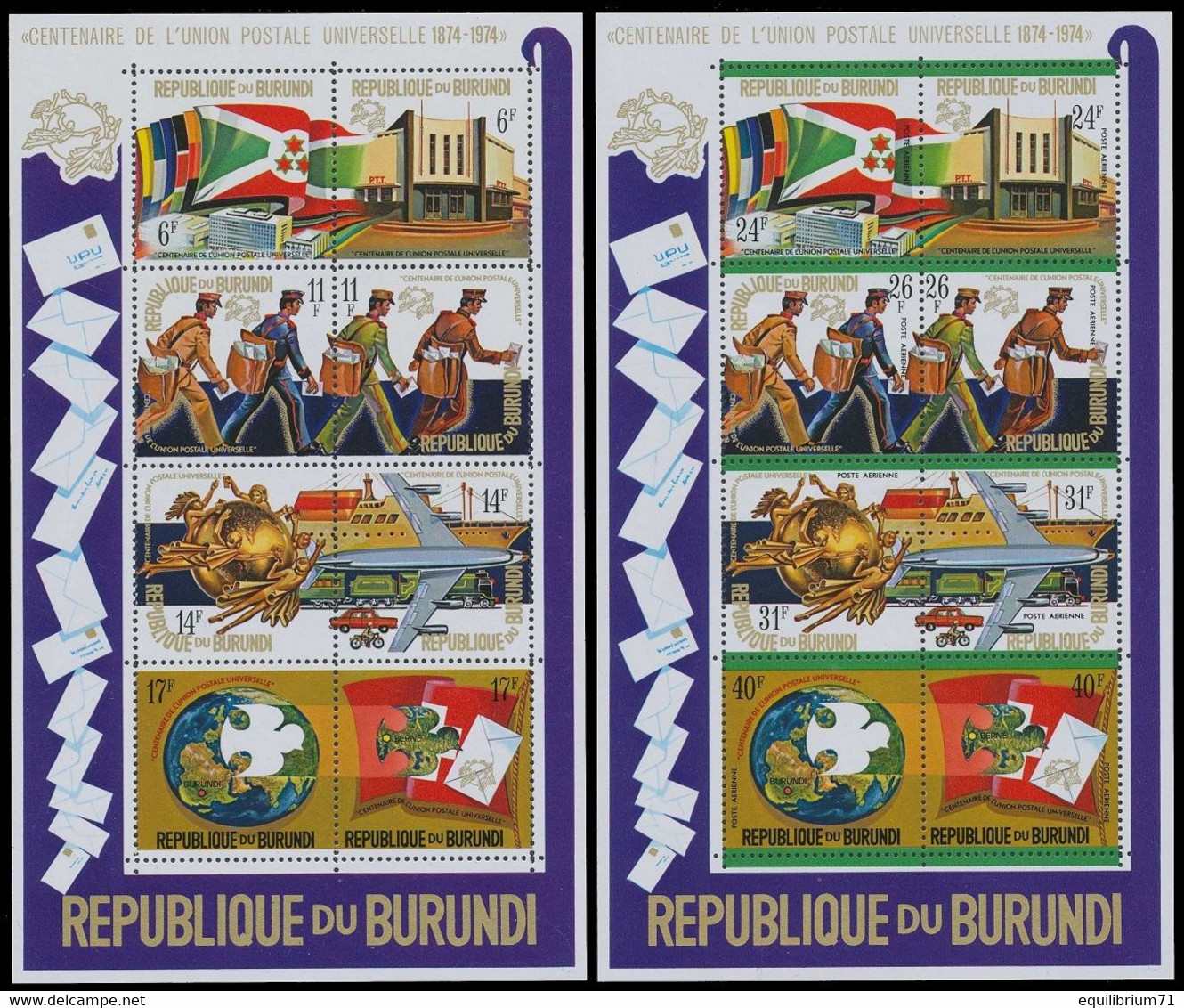 BL77**+ BL78** (644/651+PA346/353) - Centenaire De L'UPU / Eeuwfeest Van De UPU - BURUNDI - Timbres