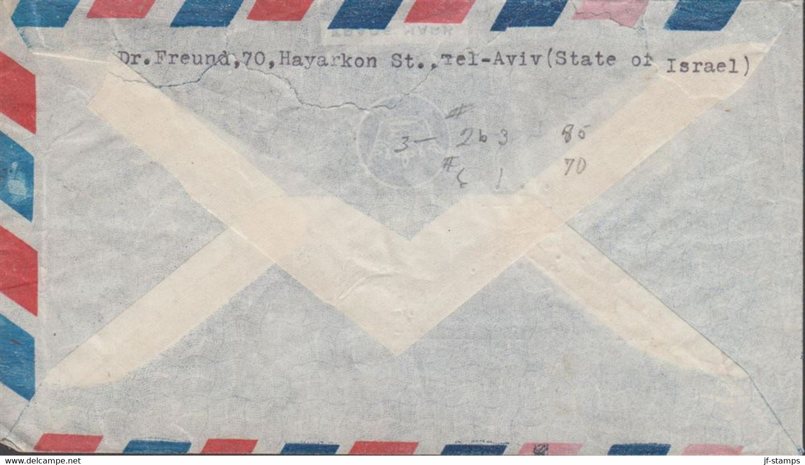 1948. ISRAEL. Interesting AIR MAIL Cover To USA With Pair 5 M + 5 M+ 50 M Ancient Jewish Coins... (Michel 6+) - JF433308 - Other & Unclassified