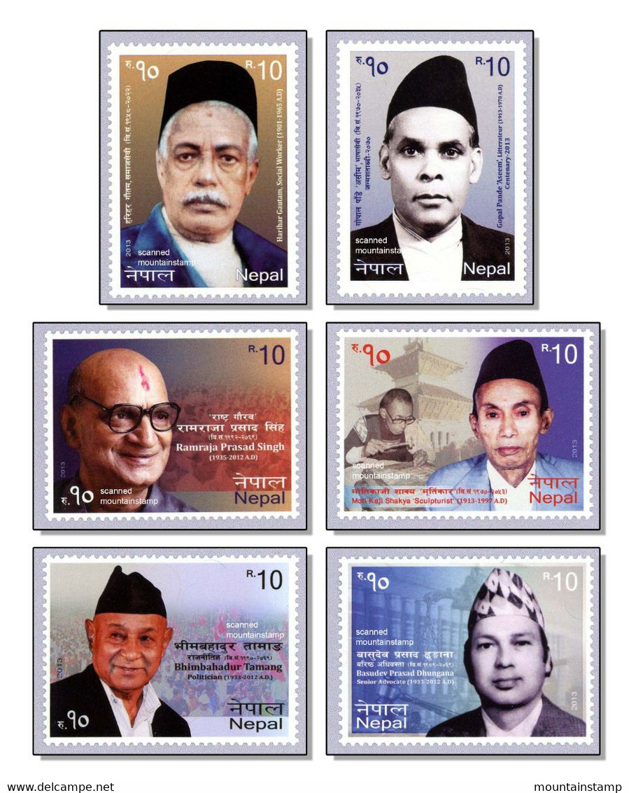 Nepal 2013 (2013/1) Personalities - Politician - Politiker - Writer - Sculptor - Temple - Series Of 6 - MNH ** - Nepal