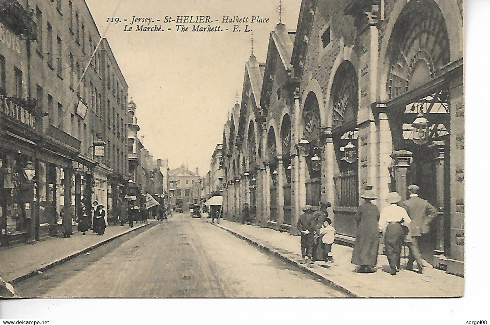 ST HELIER Jersey Halkelt Place Marché Belle Animation 1921  ....AB - St. Helier