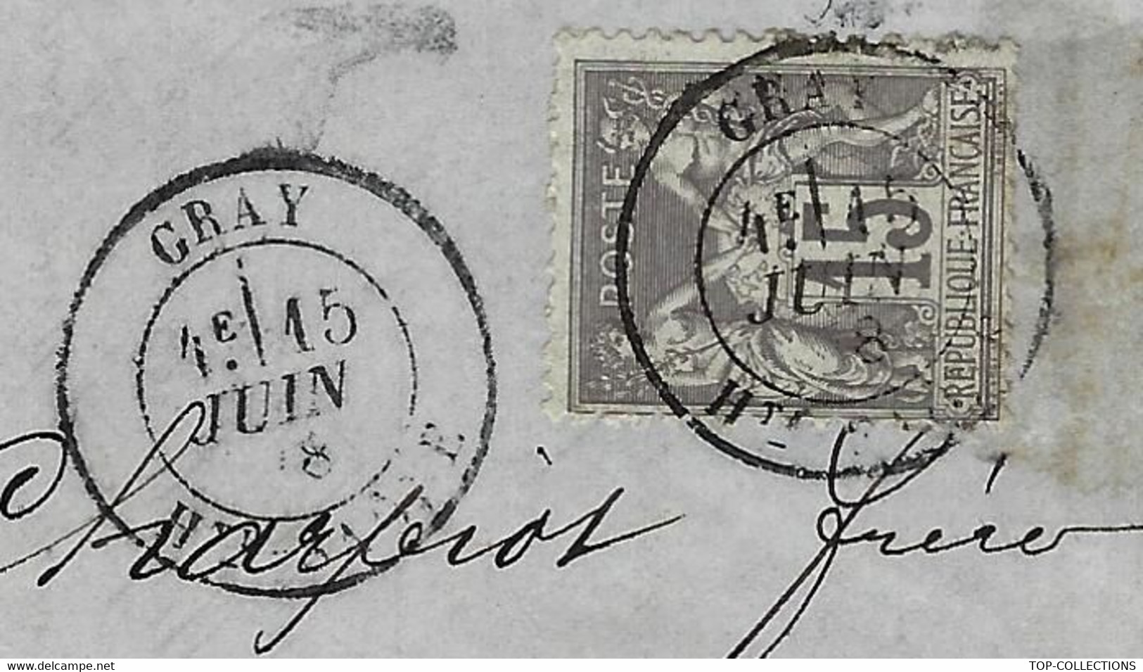1878 JOUART Succ. De Dufournel Fr. Banque à Gray Haute Saone Pour Charpiot Fr. à Ray Sur Saône Haute Saône - 1800 – 1899