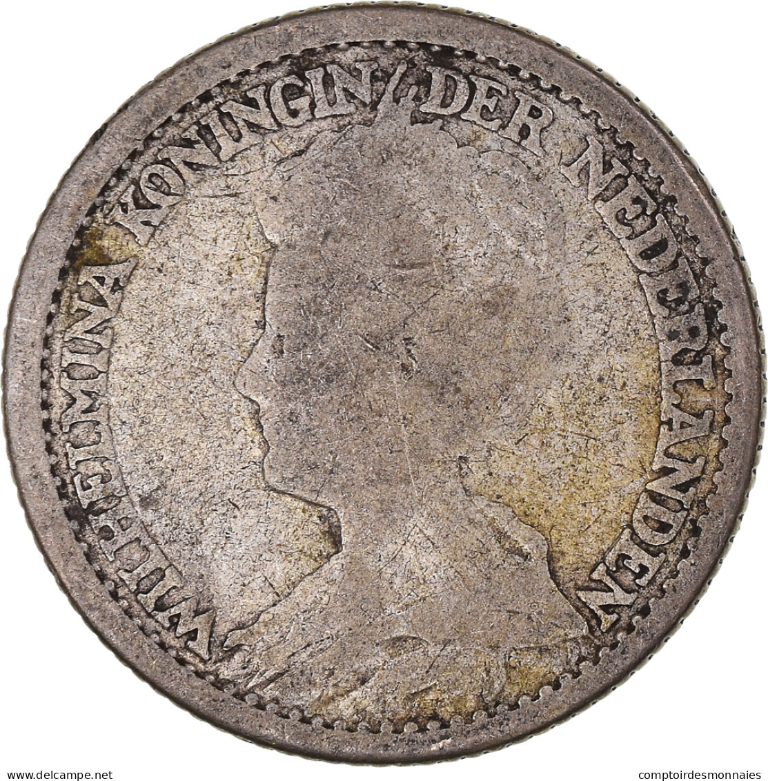 Monnaie, Pays-Bas, Wilhelmina I, 25 Cents, 1918, Utrecht, TB, Argent, KM:146 - 25 Centavos