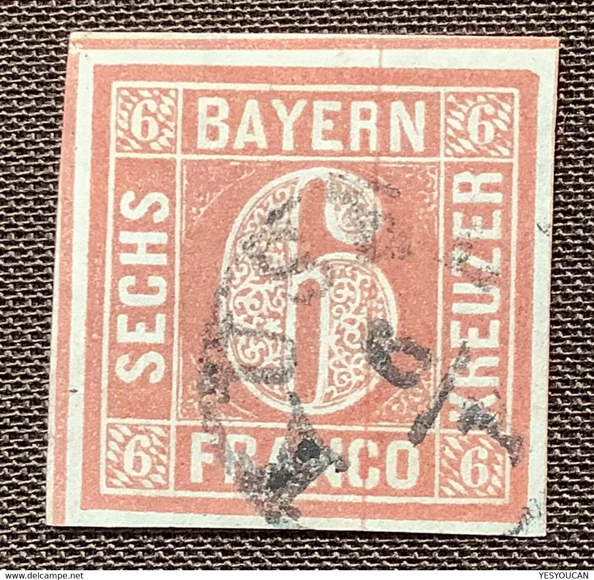 Mi 4 IA ! GUTE TYPE & STEMPEL Befund Stegmüller BPP Bayern 1849 6 Kr Seltener Fingerhutstempel KUSEL (Pfalz - Used