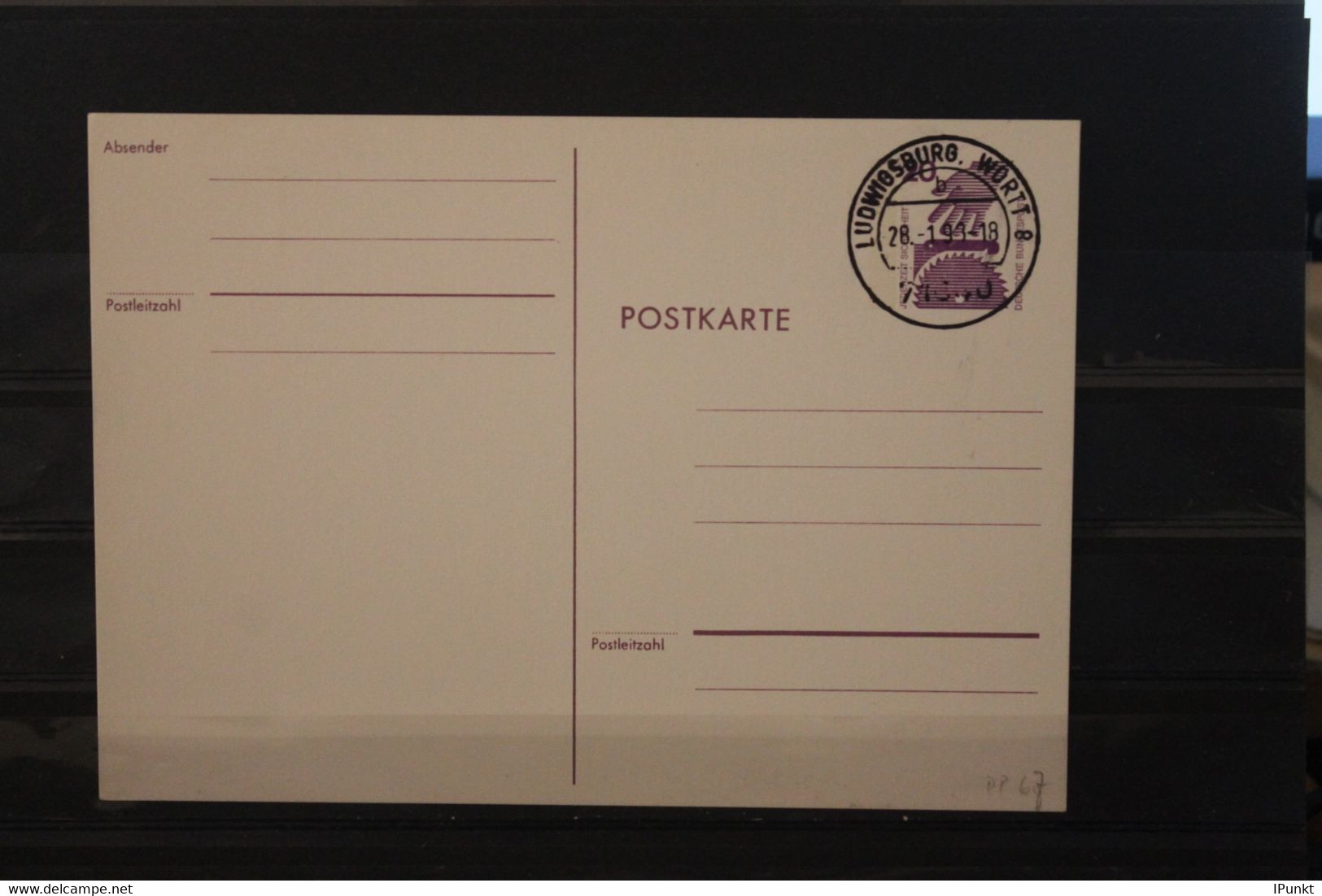 Deutschland 1974, Postkarte Wertstempel Unfallverhütung, 20 Pf., PP 67, Kompl. Druck Lila, Gebraucht - Privé Postkaarten - Gebruikt