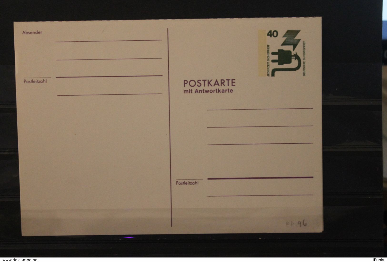 Deutschland 1974, Postkarte Wertstempel Unfallverhütung, 40 Pf., PP 96, Druck Lila, Ungebraucht - Cartes Postales Privées - Neuves