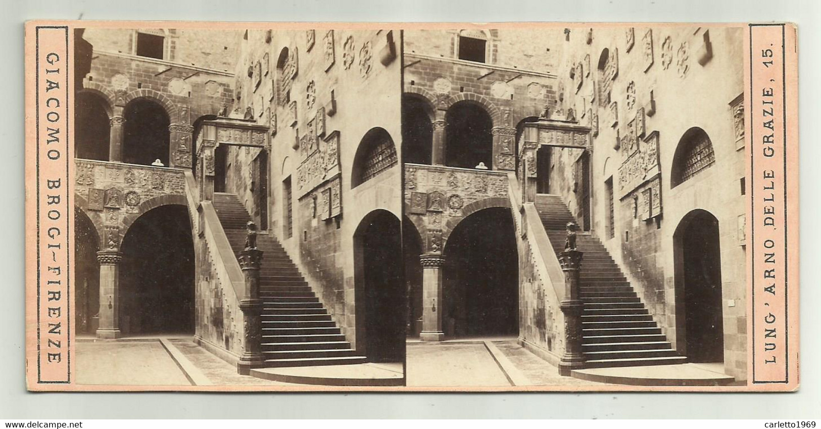 CORTILE DEL PALAZZO DEL BARGELLO FIRENZE - CARTA STEREOSCOPICA - Stereo-Photographie