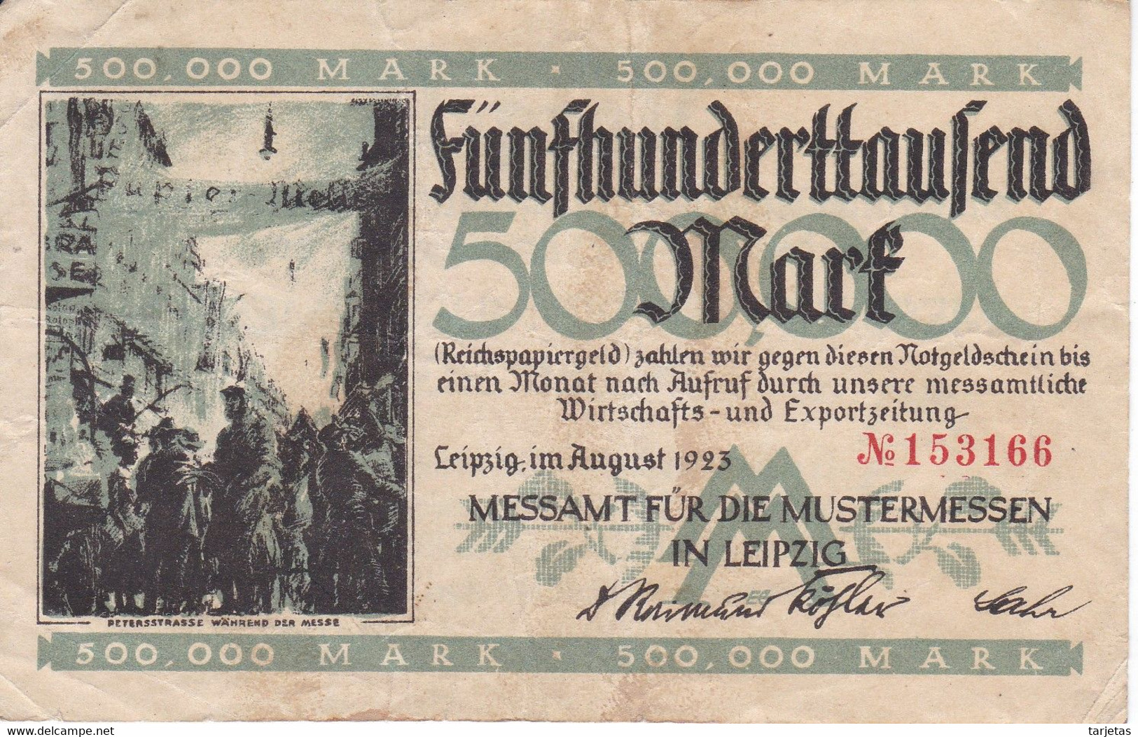 BILLETE DE ALEMANIA DE 500000 MARK DEL AÑO 1923 (BANKNOTE) - 500.000 Mark