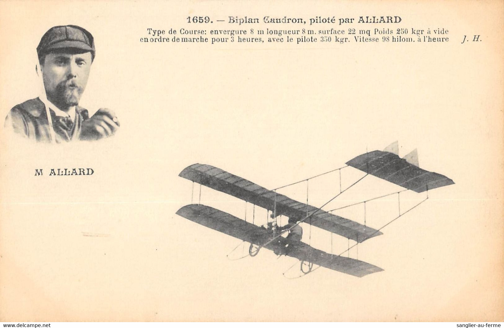 CPA AVIATION BIPLAN CAUDRON PILOTE PAR ALLARD - ....-1914: Précurseurs