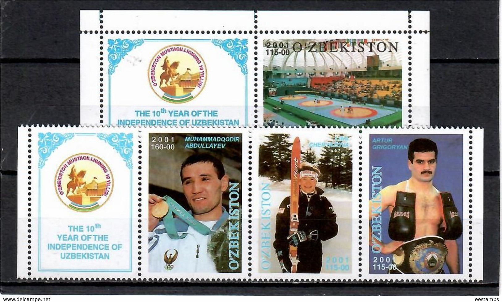 Uzbekistan 2001 . Independence-10 ( Sports). 4v. + Label. Michel # 421-424 - Uzbekistan