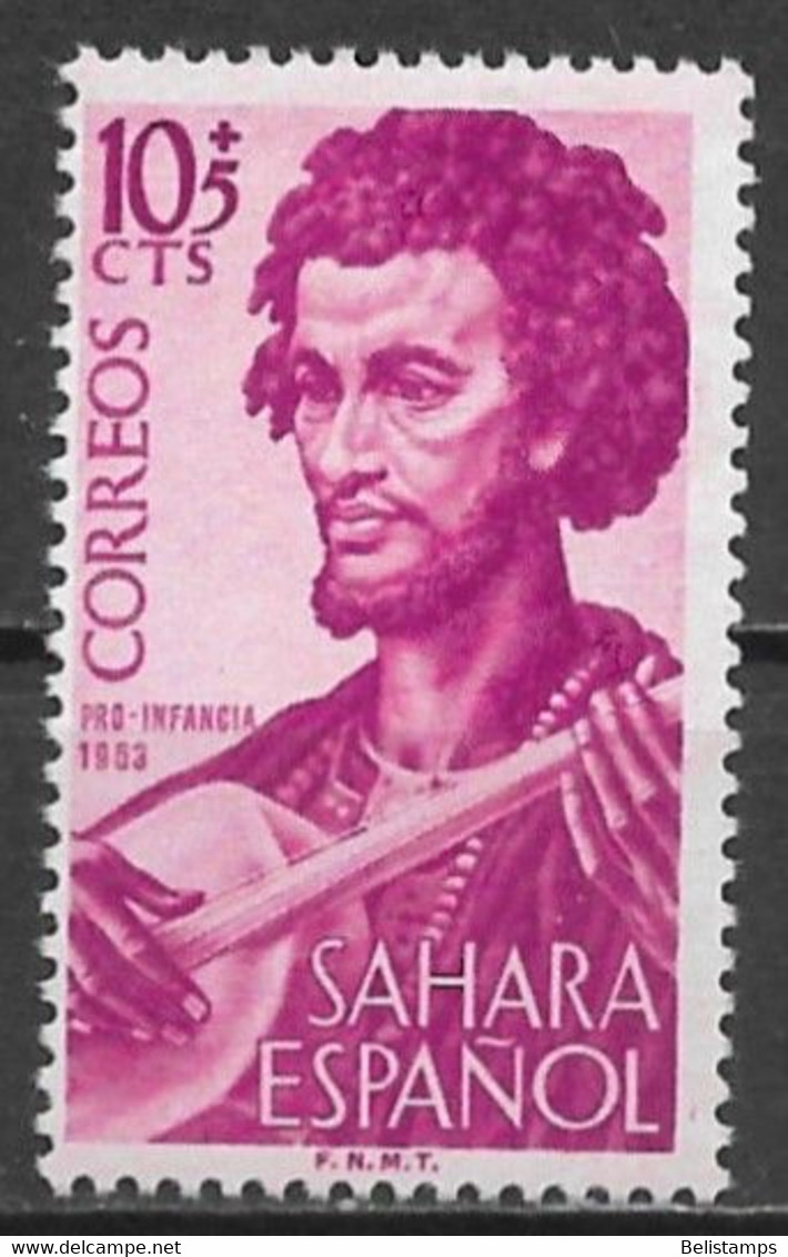 Spanish Sahara 1953. Scott #B26 (MH) Man Musician - Sahara Español