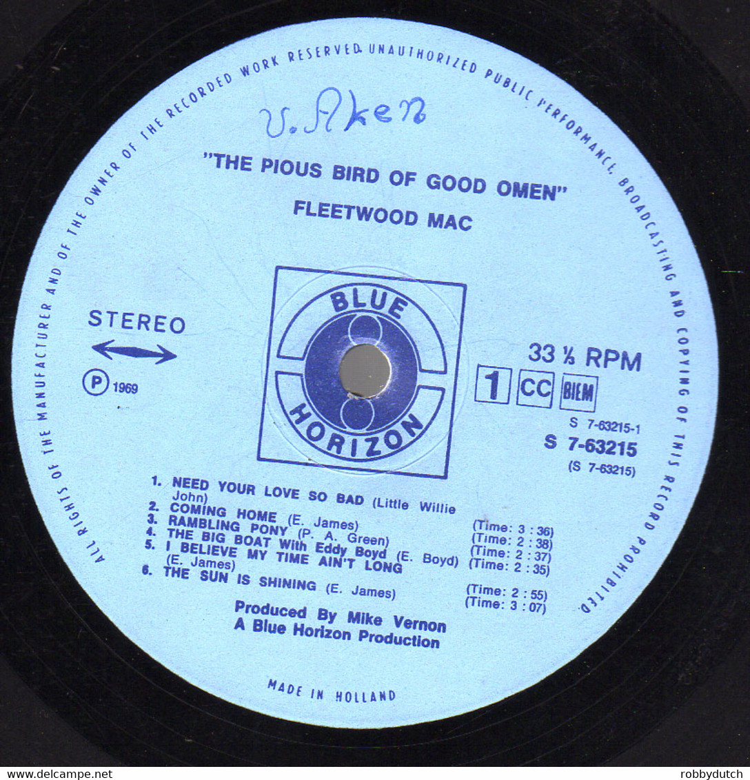 * LP *  FLEETWOOD MAC - THE PIOUS BIRD OF GOOD OMEN (Holland 1969 On Blue Horizon) - Blues