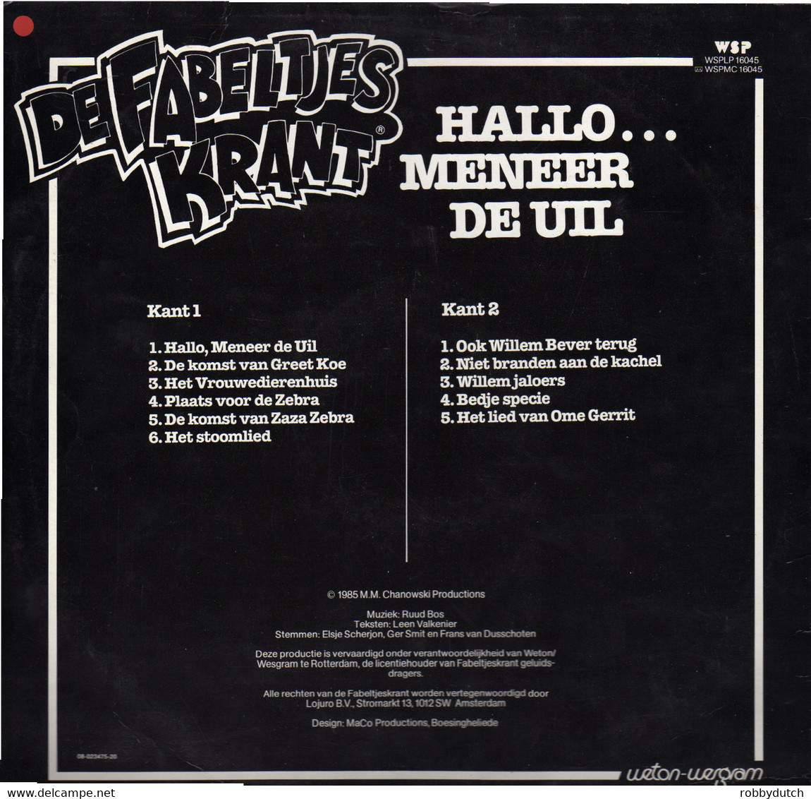 * LP *  DE FABELTJESKRANT - HALLO...MENEER DE UIL (Holland 1985) - Bambini