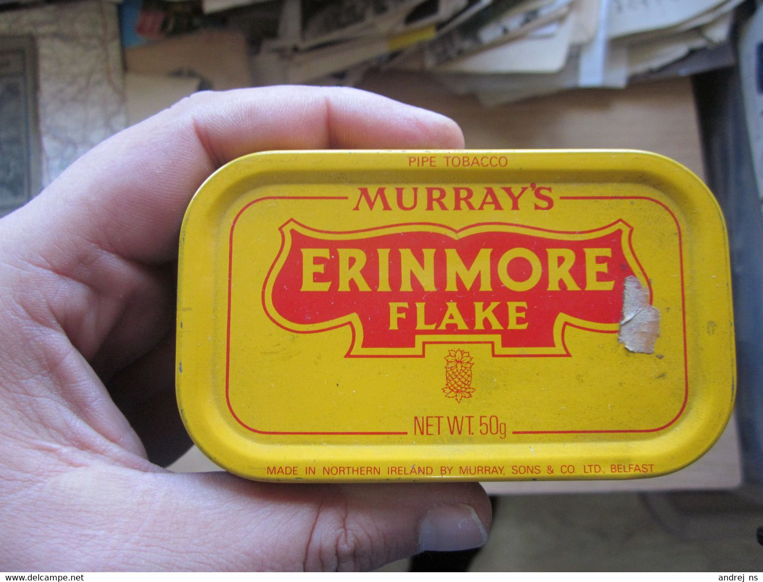 Old Tin Full Pipe Tobacco Murray S Erinmore Flake 50 Gram Full - Autres & Non Classés