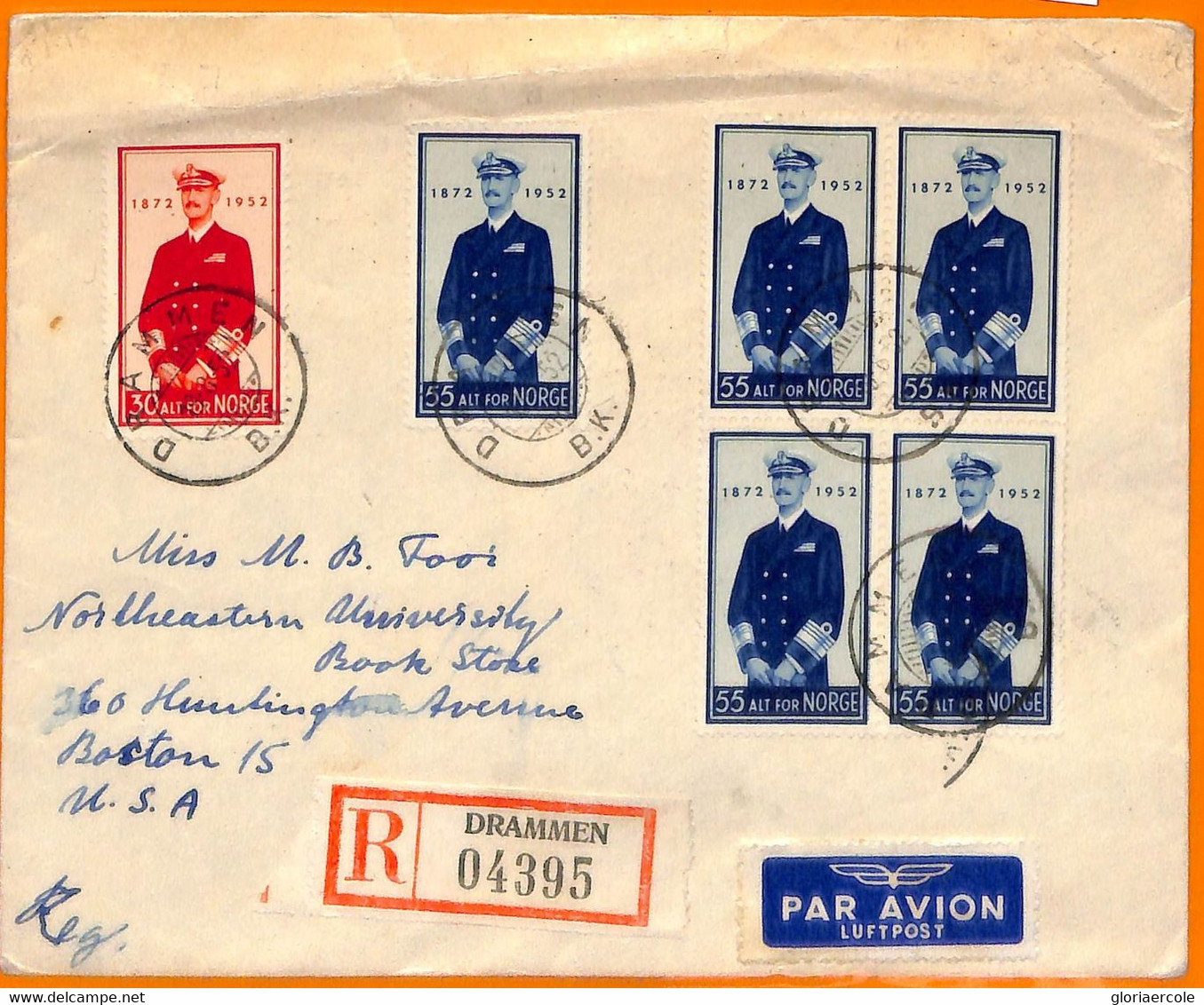 99412 - NORWAY - Postal History -  Registered Cover To The USA 1952 Not Fdc - Covers & Documents