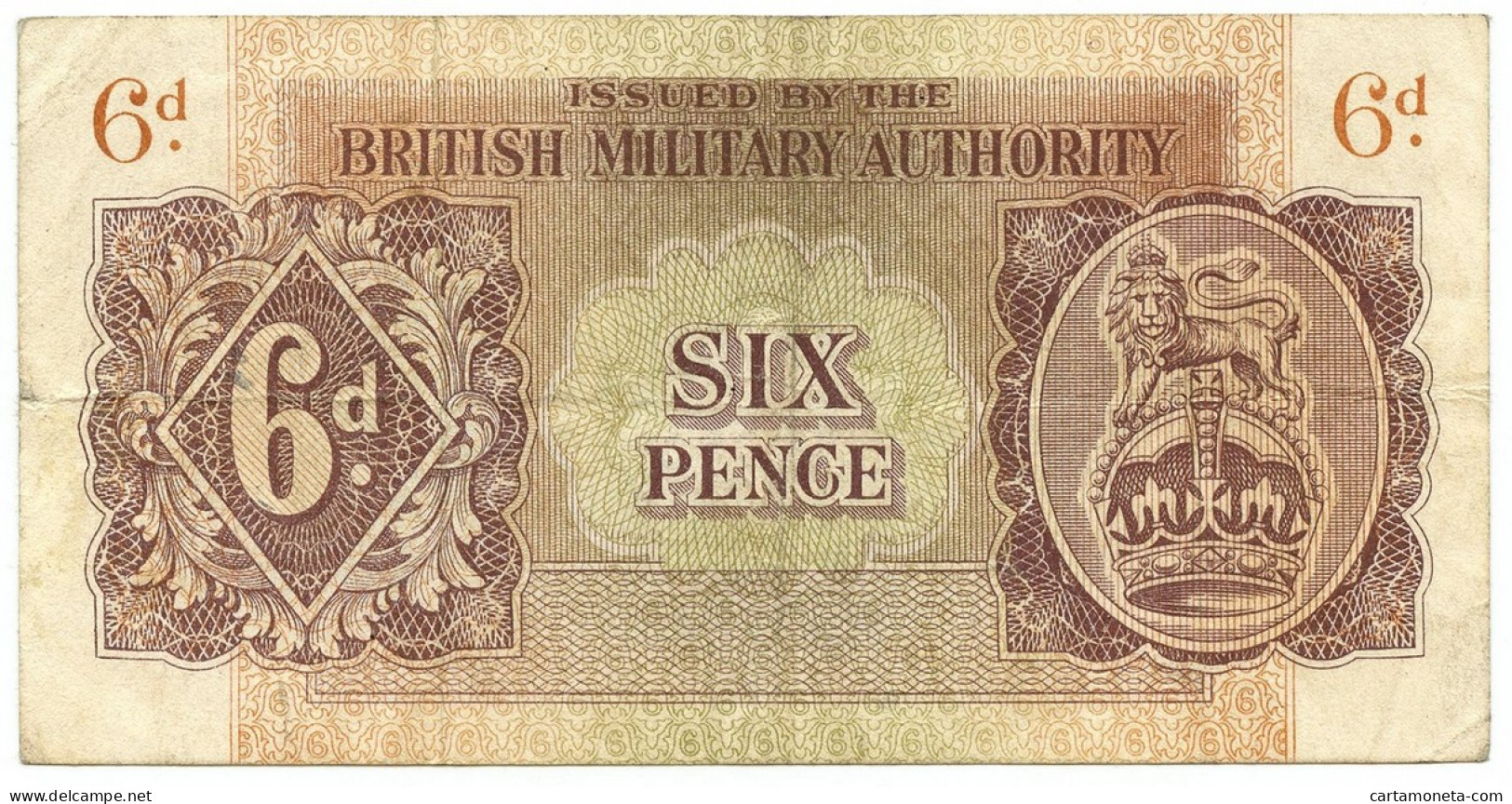 6 PENCE OCCUPAZIONE INGLESE IN ITALIA BRITISH MIL. AUTHORITY 1943 BB/BB+ - Occupation Alliés Seconde Guerre Mondiale