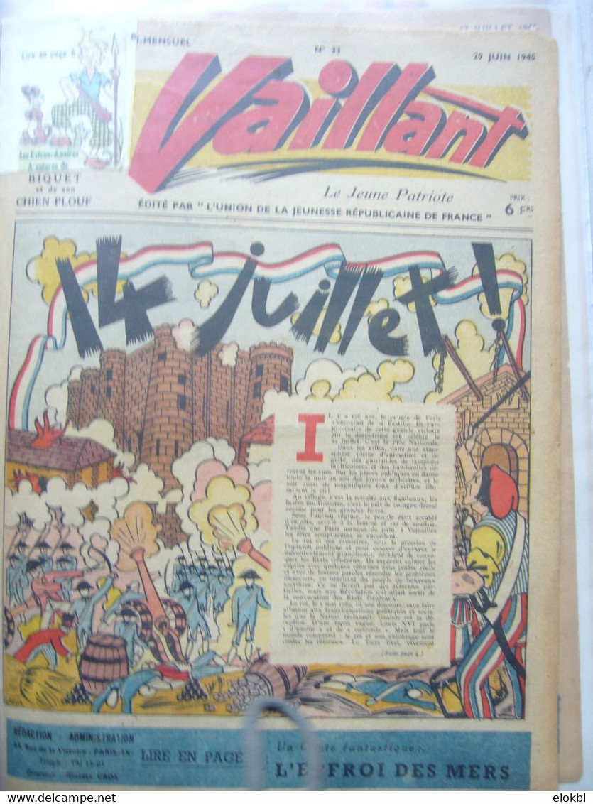 Très Important Lot Des Premiers Numéros (années 1945 à 1950) De La Revue Vaillant "Le Journal Le Plus Captivant" - Vaillant