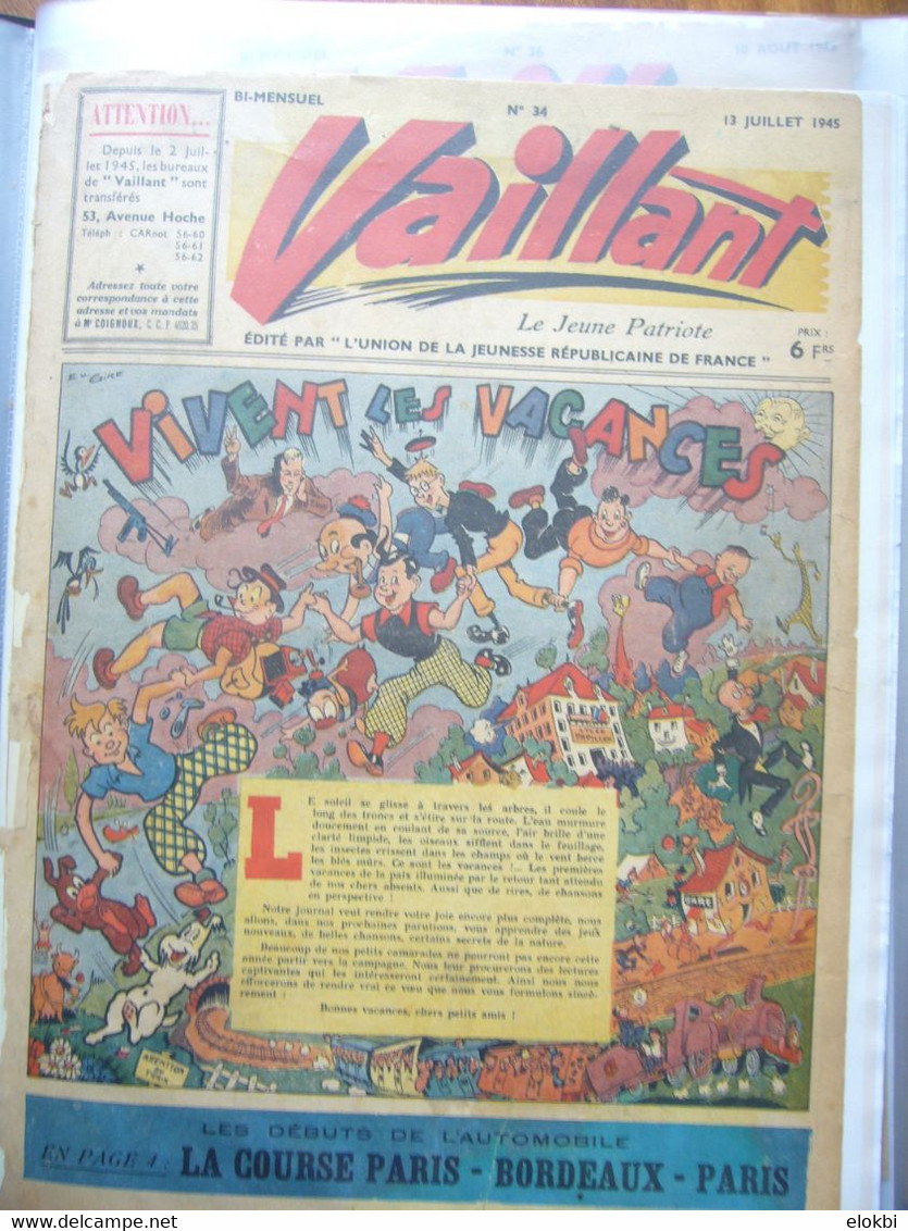 Très Important Lot Des Premiers Numéros (années 1945 à 1950) De La Revue Vaillant "Le Journal Le Plus Captivant" - Vaillant