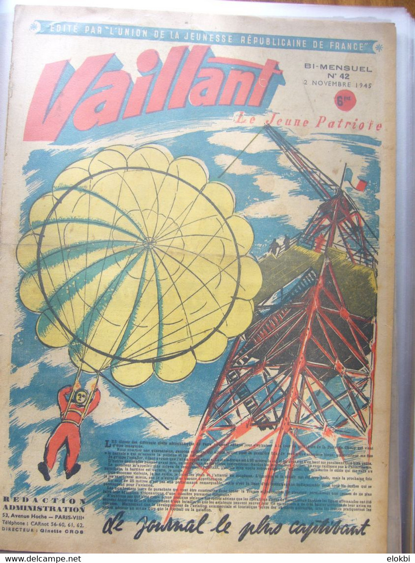 Très important lot des premiers numéros (années 1945 à 1950) de la revue Vaillant "Le journal le plus captivant"