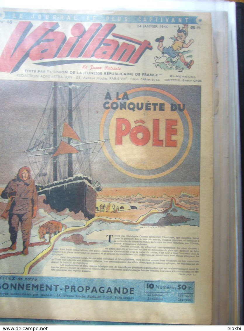 Très important lot des premiers numéros (années 1945 à 1950) de la revue Vaillant "Le journal le plus captivant"