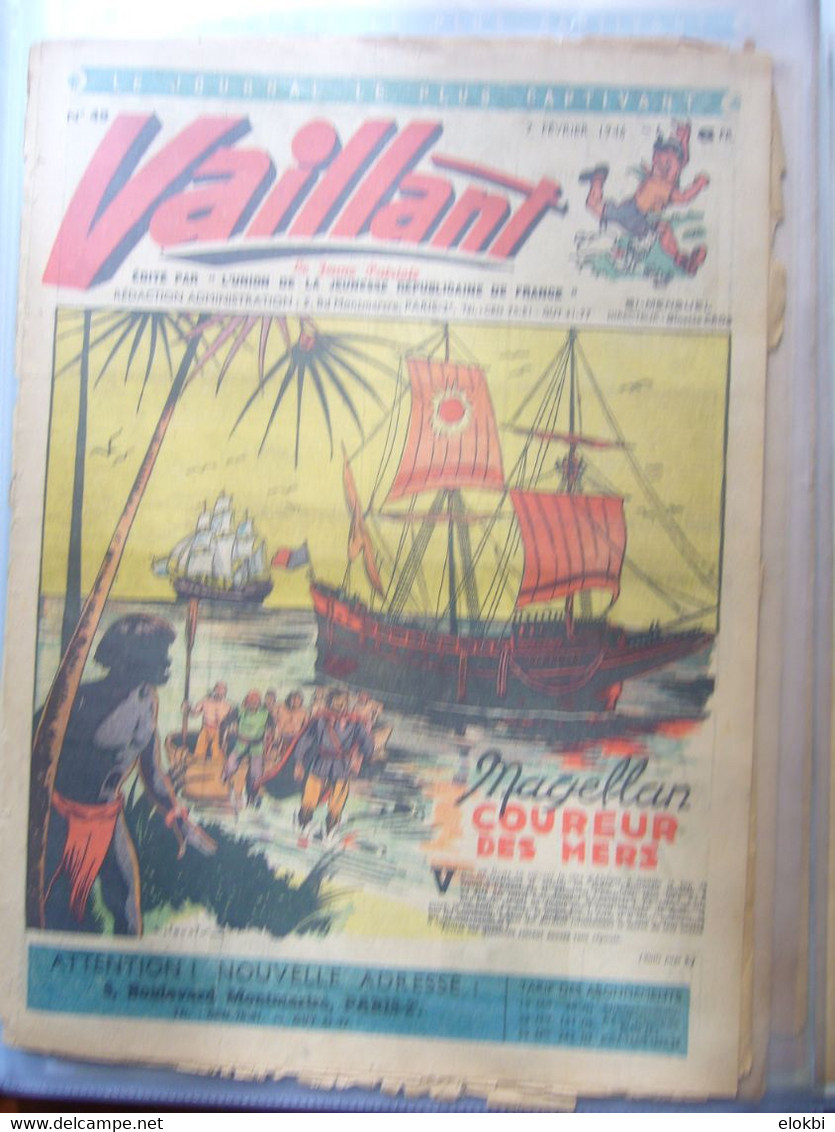 Très important lot des premiers numéros (années 1945 à 1950) de la revue Vaillant "Le journal le plus captivant"