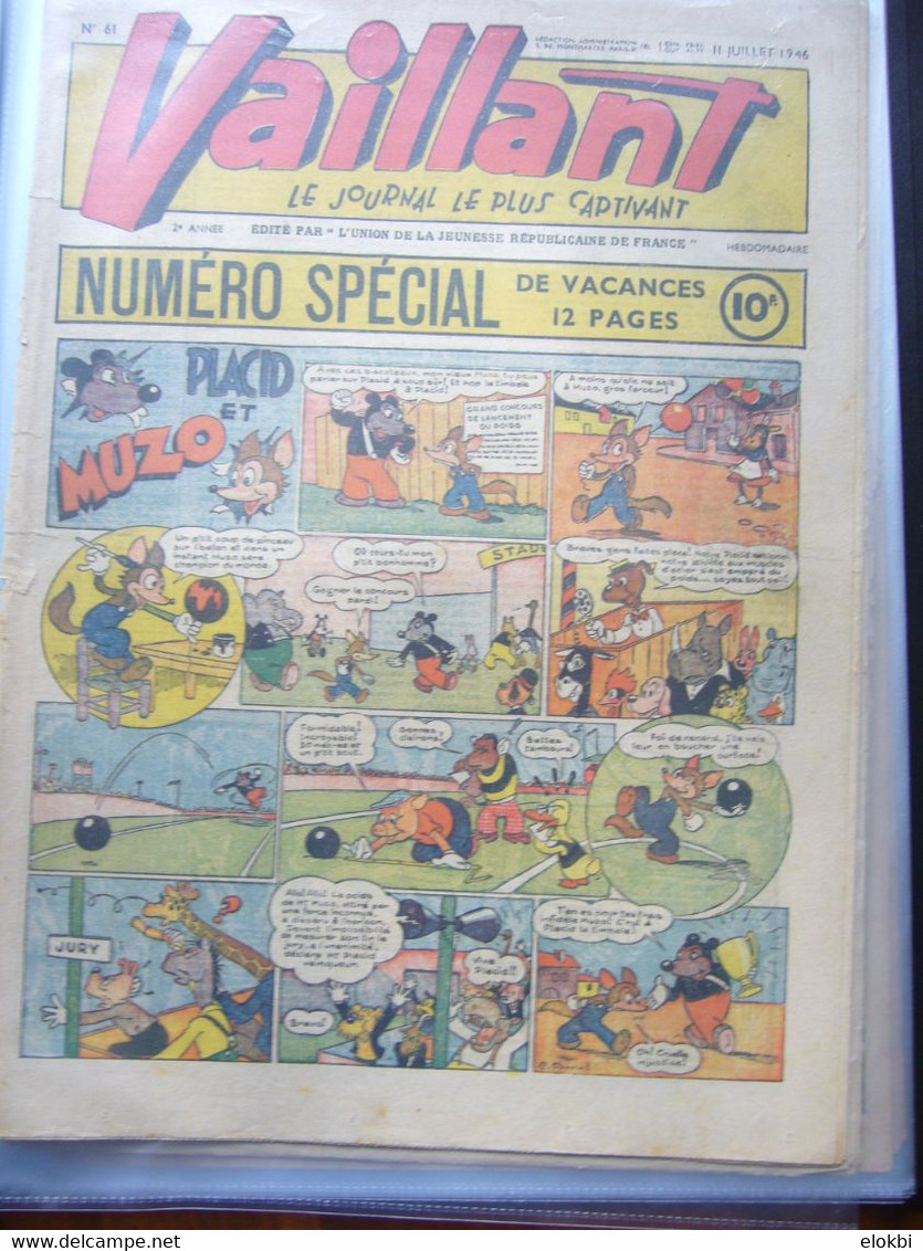 Très important lot des premiers numéros (années 1945 à 1950) de la revue Vaillant "Le journal le plus captivant"