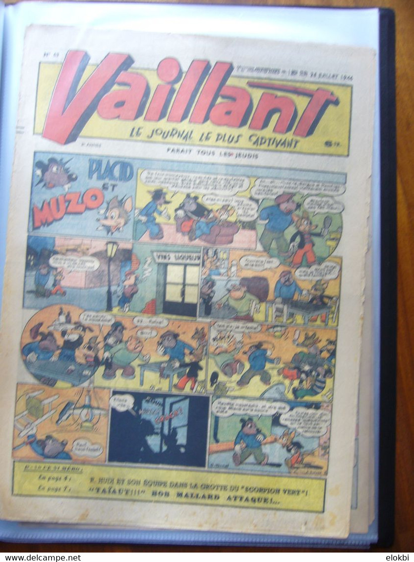 Très important lot des premiers numéros (années 1945 à 1950) de la revue Vaillant "Le journal le plus captivant"