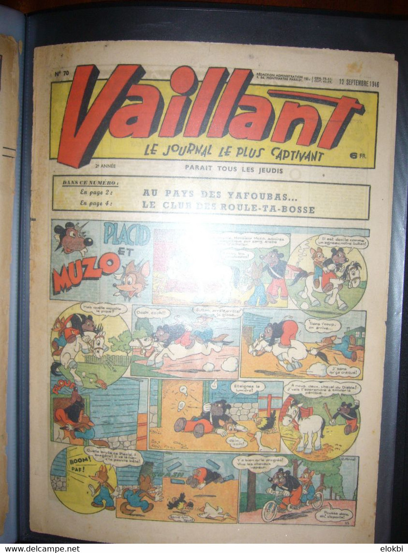 Très important lot des premiers numéros (années 1945 à 1950) de la revue Vaillant "Le journal le plus captivant"