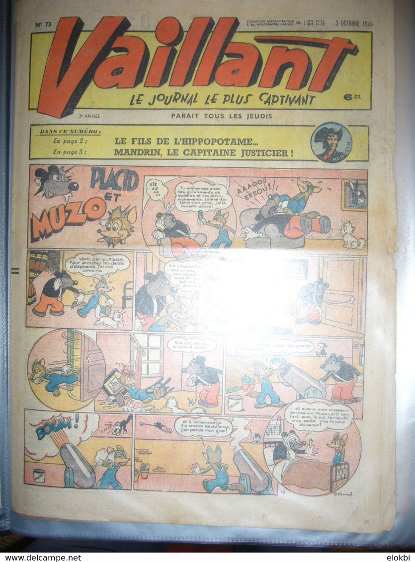 Très important lot des premiers numéros (années 1945 à 1950) de la revue Vaillant "Le journal le plus captivant"