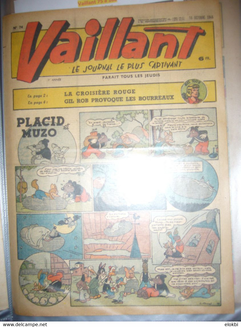 Très important lot des premiers numéros (années 1945 à 1950) de la revue Vaillant "Le journal le plus captivant"