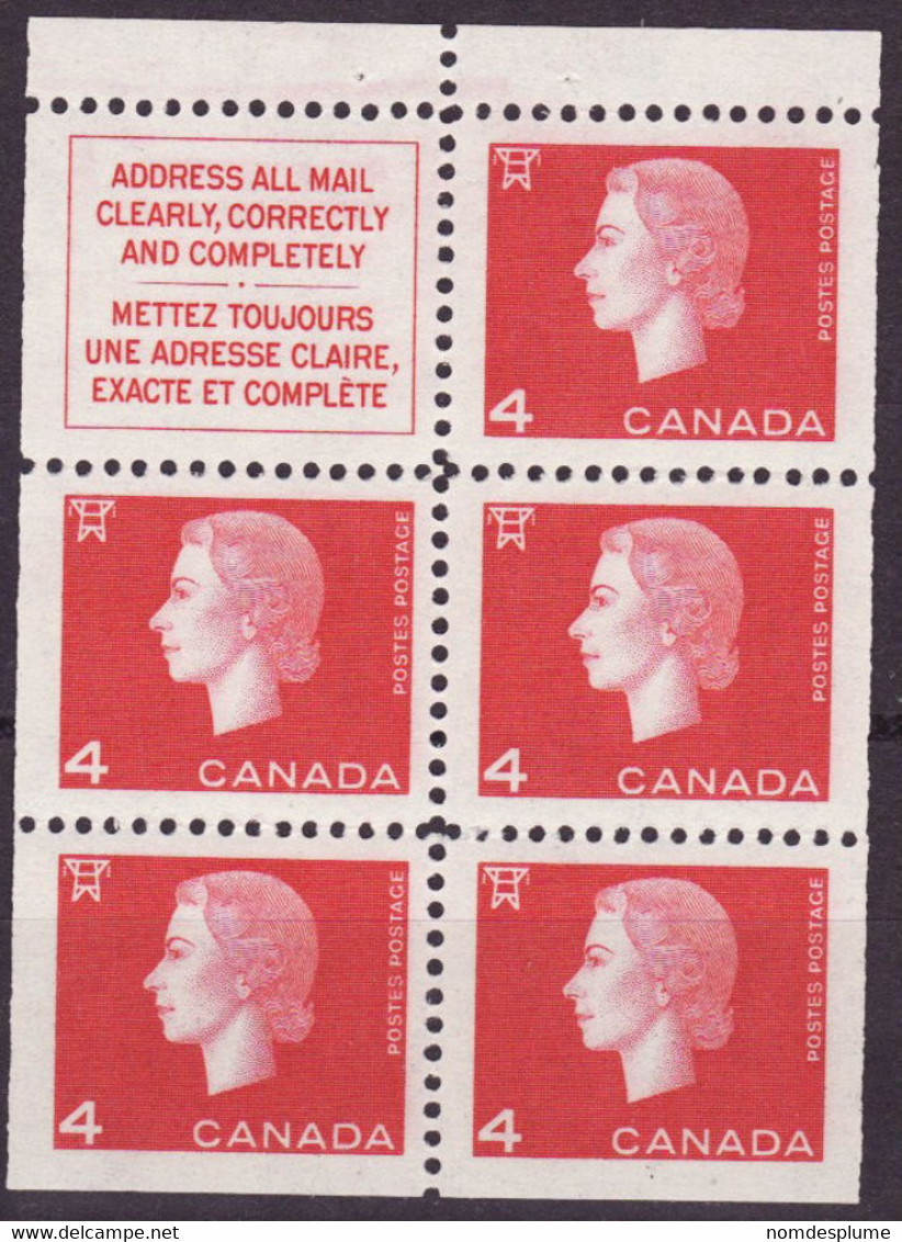 7904) Canada QE II Cameo Booklet Mint Light Hinge - Paginas De Cuadernillos