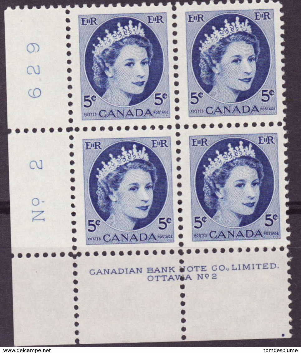 7916r) Canada QE II Wilding Block Mint  No Hinge Plate 2 - Plattennummern & Inschriften