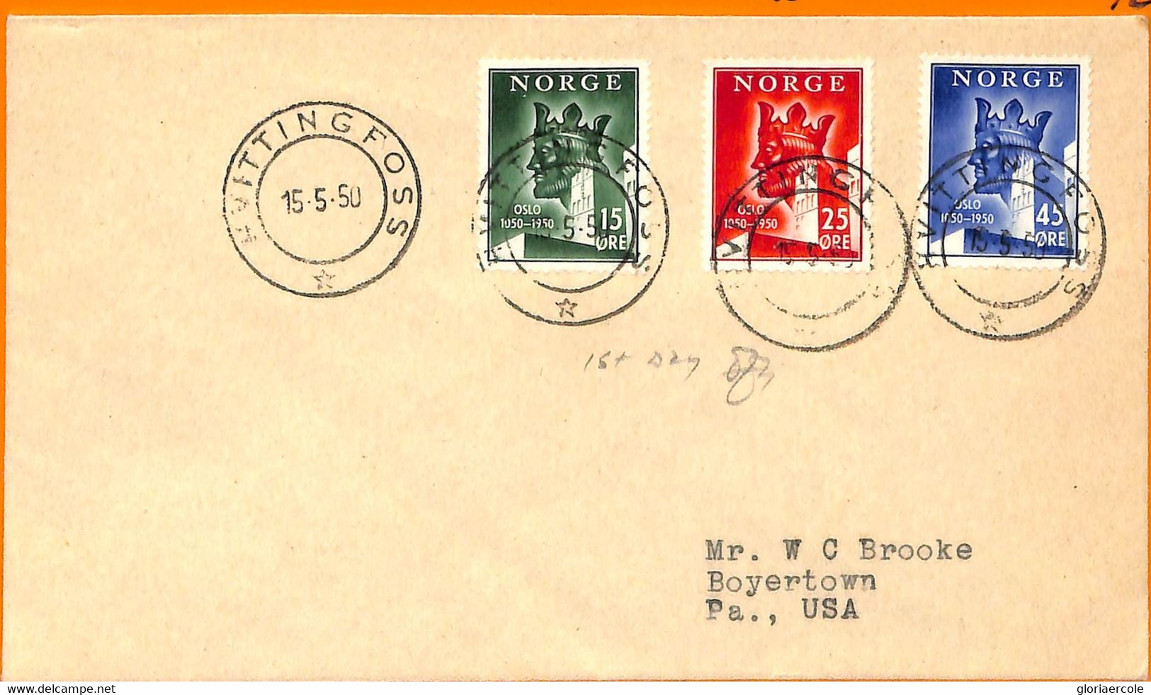 99418 - NORWAY - Postal History -  Cover To The USA 1950 (FDC?) - Covers & Documents