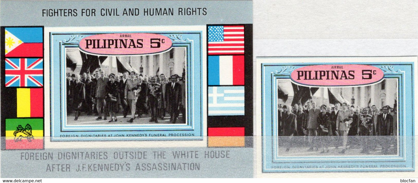 Gedenken Kennedy 1968 Philippinen XIV+Block I ** 5€ US-Präsident Zermonie S/s Flag Bloc History Hoja Sheets Bf Filipinas - Timbres