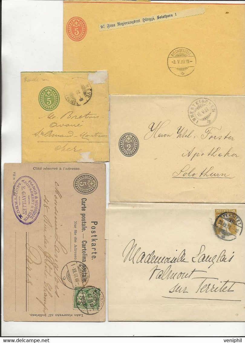 SUISSE - LOT DE 22 ENTIERS POSTAUX - ANNEE 1889 A 1947 - Postwaardestukken