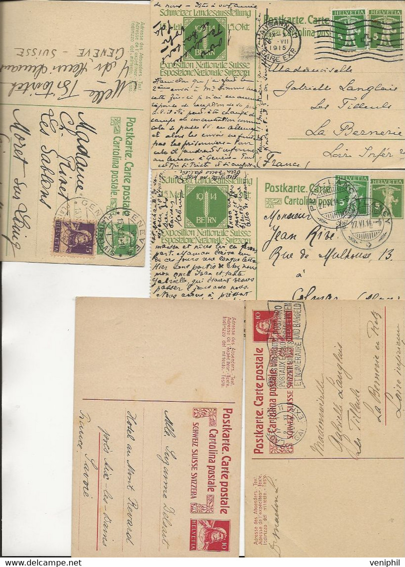 SUISSE - LOT DE 22 ENTIERS POSTAUX - ANNEE 1889 A 1947 - Stamped Stationery