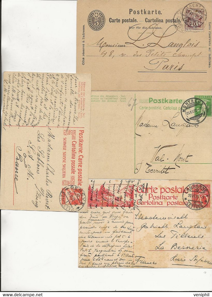 SUISSE - LOT DE 22 ENTIERS POSTAUX - ANNEE 1889 A 1947 - Postwaardestukken