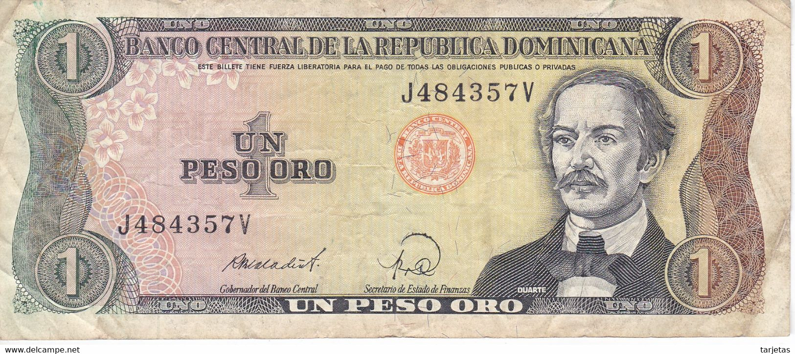 BILLETE DE LA REPUBLICA DOMINICANA DE 1 PESO ORO DEL AÑO 1988  (BANKNOTE) - Dominicaine