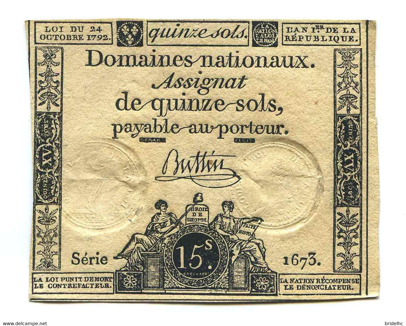 Assignat 15 Sols Série 1673 - Assignats & Mandats Territoriaux