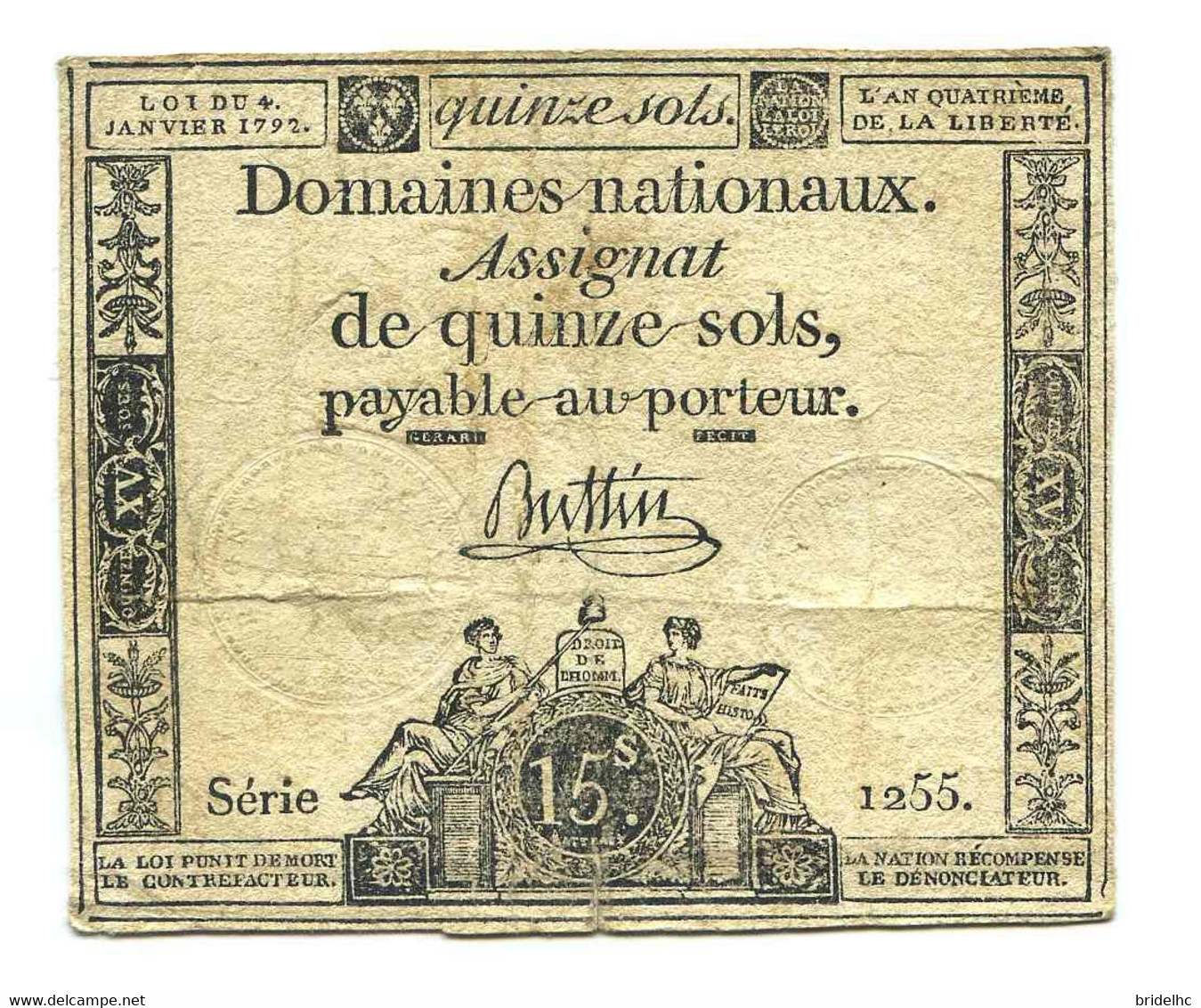 Assignat 15 Sols Série 1255 - Assignats & Mandats Territoriaux