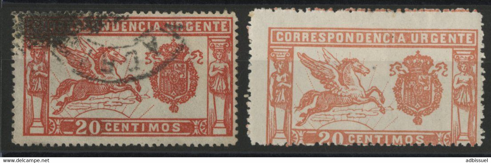 ESPAGNE EXPRES N° 1a Cote 60 € "Pégase" 20 Ct Rouge Orange Neuf * (MH) Voir Description - Eilbriefmarken