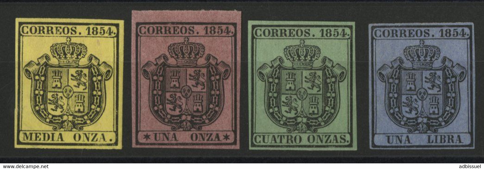 1854 ESPAGNE SERVICE N° 1 à 4 Cote 100 € Neuf * (MH) - Dienstmarken