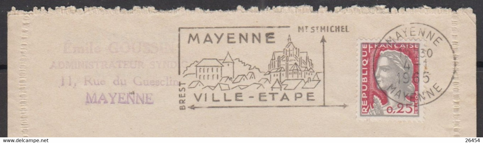 Mne De Decaris 25c  Sur  Courrier " Ouverture De LIQUIDATION "  De 53 MAYENNE  Le 4 1 1965  Pour 35 FOUGERES - 1960 Maríanne De Decaris