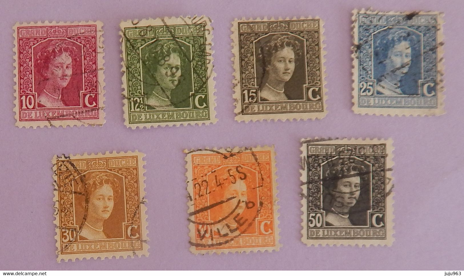 LUXEMBOURG YT 95/97+99/100+103/104 OBLITERES "GRANDE DUCHESSE MARIE ADELAIDE" ANNÉES 1914/1920 - 1914-24 Maria-Adelaide